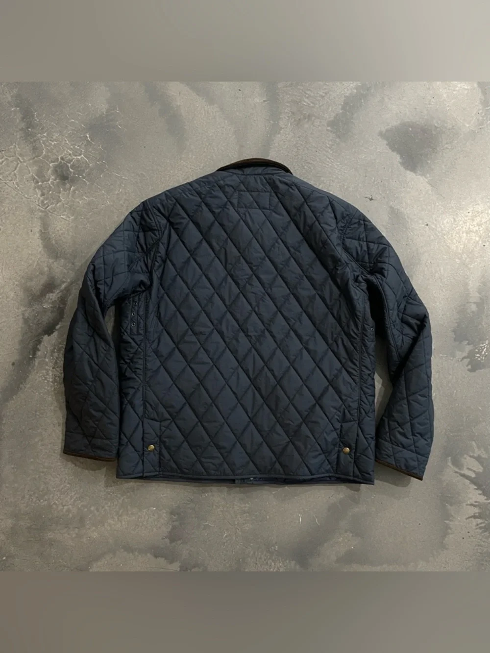 Polo Ralph Lauren Navy Beaton Quilted Field Jacket W/Brown Corduroy Collar Sz XL - Picture 6 of 9